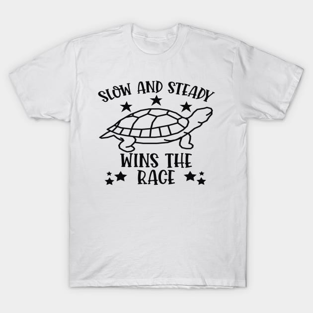 Slow And Steady Wins The Race - Inspirational Quote Turtle T-Shirt by Animal Specials